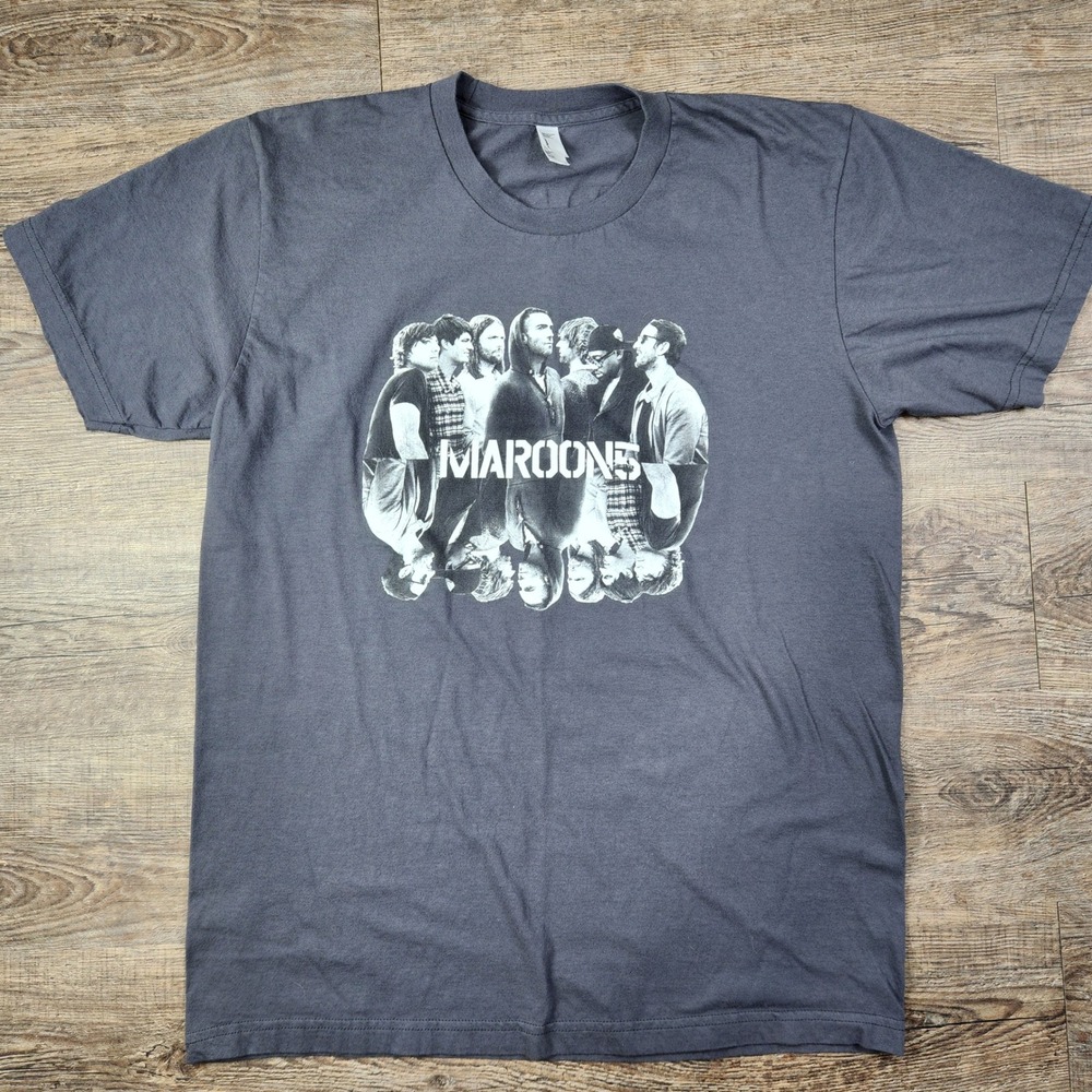 Maroon 5 2016 Tour Shirt Large Gray American Apparel Band Tee USA Made